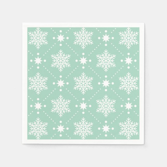 Serviette En Papier Motif de Noël Mint Green White (Devant)