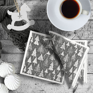 Serviette En Papier Motif de Noël noir blanc #6 ID1009