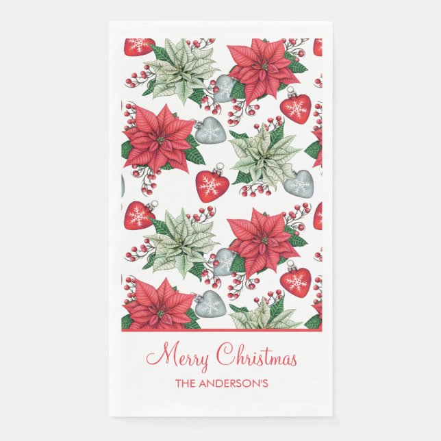 Serviette En Papier Motif de Noël Poinsettia (Devant)