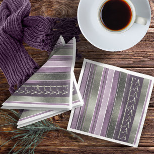 Serviette En Papier Motif de Noël Purple Green Fa La La #27 ID1009