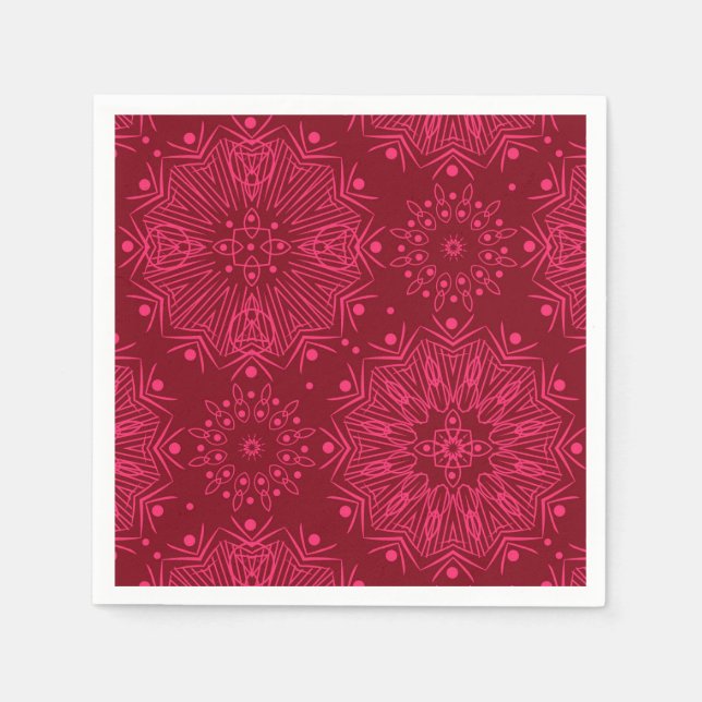 Serviette En Papier Motif de Noël rouge. (Devant)