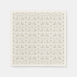 Serviette En Papier Motif de Noël rustique moderne argent/blanc