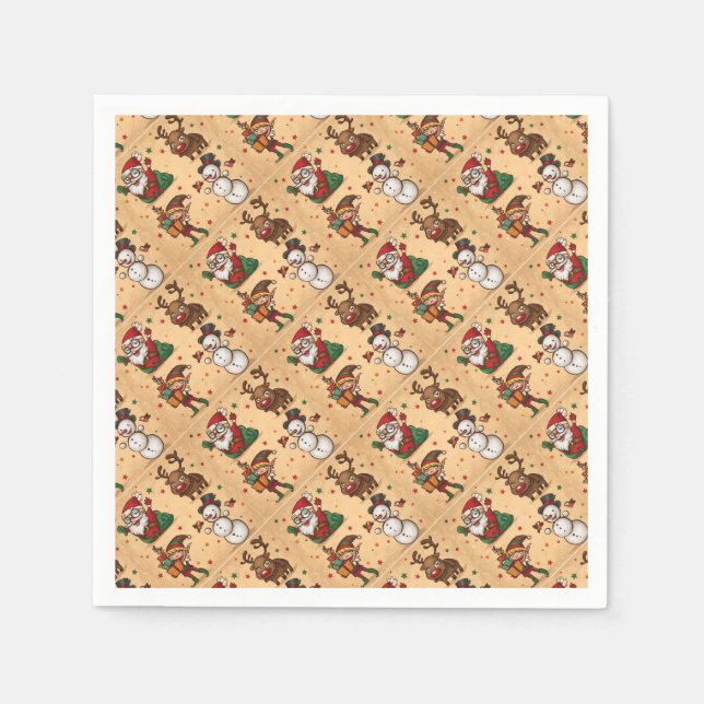 Serviette En Papier Motif de Noël vintage (Devant)
