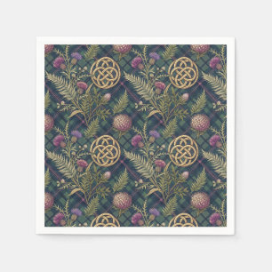 Serviette En Papier Motif de nœud celtique et chardon écossais en or