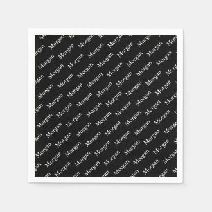 Serviette En Papier Motif de nom ou de mot répétitif noir et blanc