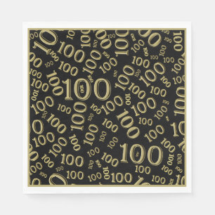 Serviette En Papier Motif de nombre aléatoire Black/Gold 100
