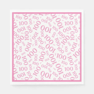 Serviette En Papier Motif de nombre aléatoire rose/blanc 100