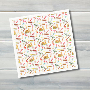 Serviette En Papier Motif de nourriture BBQ à l'aquarelle, boissons et
