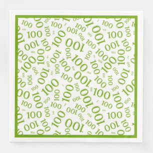 Serviette En Papier Motif de numéro aléatoire vert/blanc 100