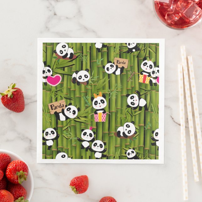 Serviette En Papier Motif de Panda 2 (En situation)
