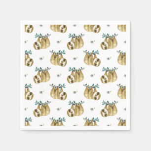 Serviette En Papier Motif de paresse d'aquarelle de tarte de Cutie
