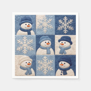 Serviette En Papier Motif de patchwork Bonhommes de neige et Flocons