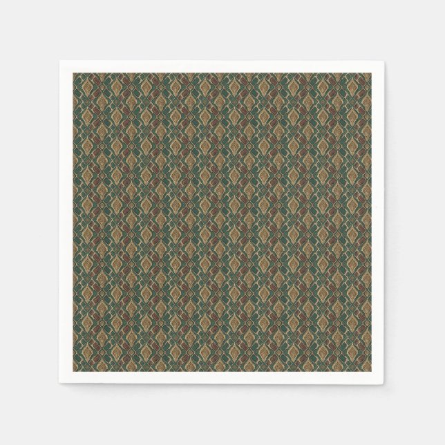 Serviette En Papier Motif de peau de serpent vert et or - Impression a (Devant)