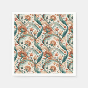 Serviette En Papier Motif de peinture murale florale Art nouveau vinta