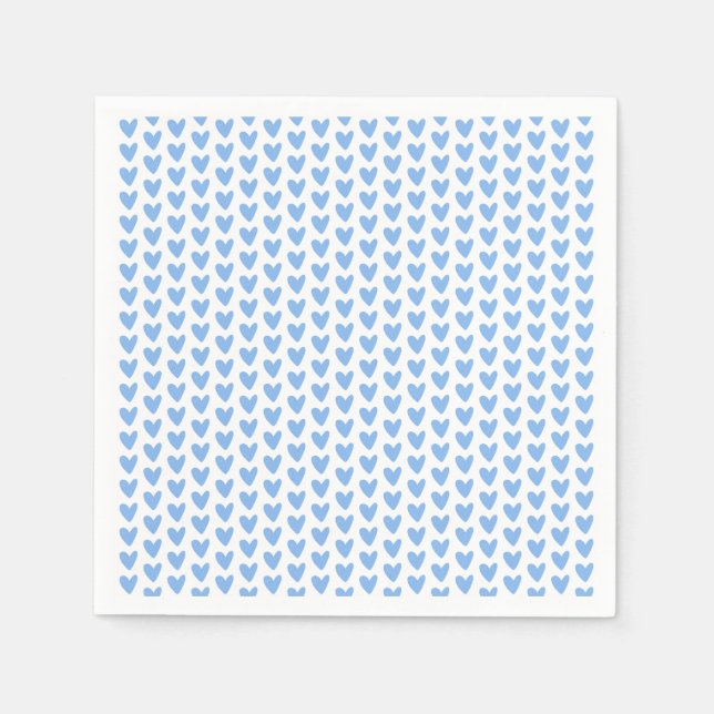 Serviette En Papier Motif de petits coeurs bleus mignons (Devant)
