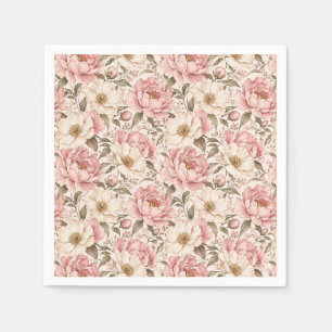 Serviette En Papier Motif de pivoines fleuries vintage