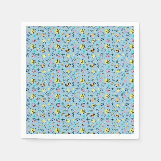 Serviette En Papier Motif de plage mignon (Devant)