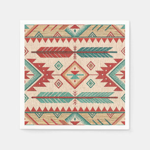 Serviette En Papier Motif de plumes tribales boho du Sud-Ouest natif