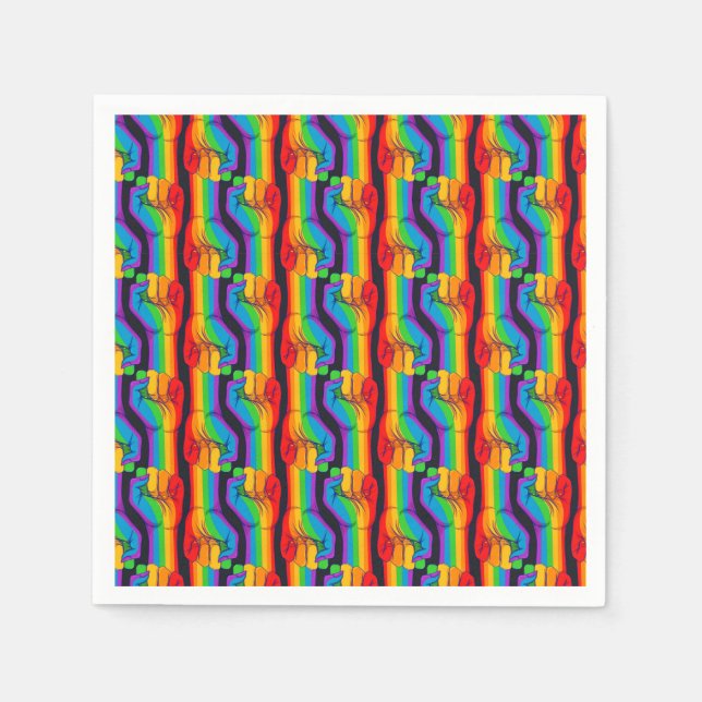 Serviette En Papier Motif de poing arc-en-ciel (Devant)