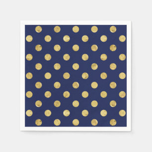 Serviette En Papier Motif de point élégant de polka de feuille d'or