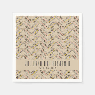 Serviette En Papier Motif de points abstraits élégants beige mariage p