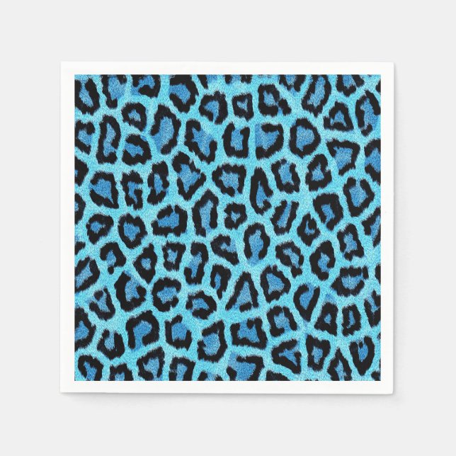 Serviette En Papier Motif de points de fourrure Leopard Bleu (Devant)