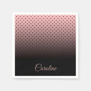 Serviette En Papier Motif de points noirs et Roses