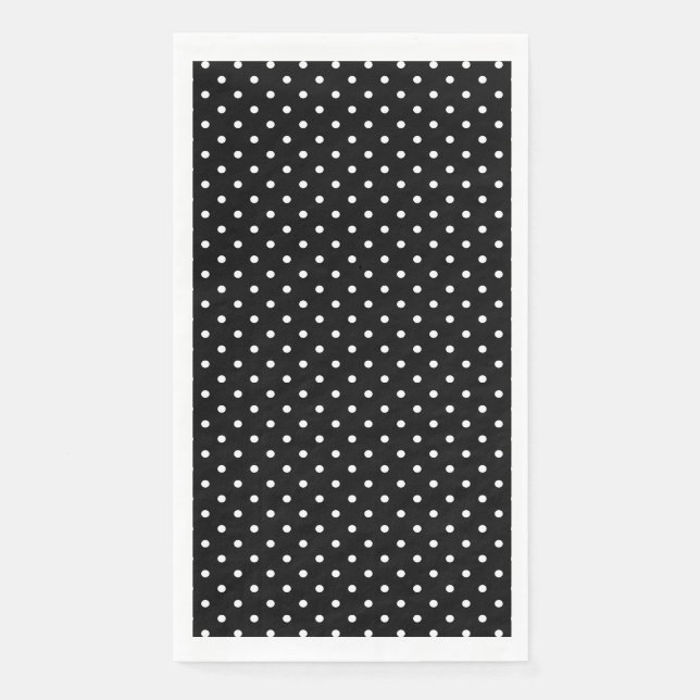 Serviette En Papier Motif de points Polka blanc et noir (Devant)