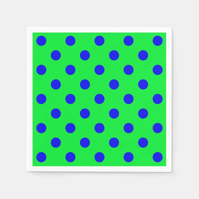 Serviette En Papier Motif de points polka bleus sur fond vert  (Devant)