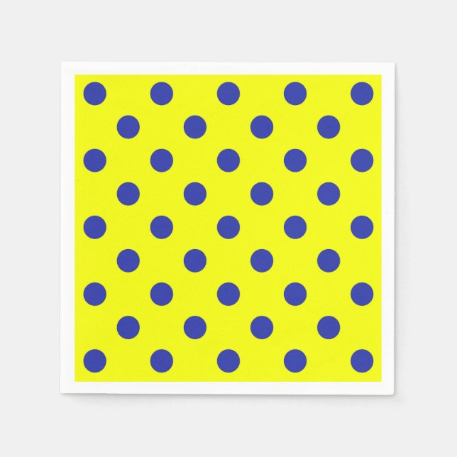 Serviette En Papier Motif de points polka jaune bleu Design  (Devant)