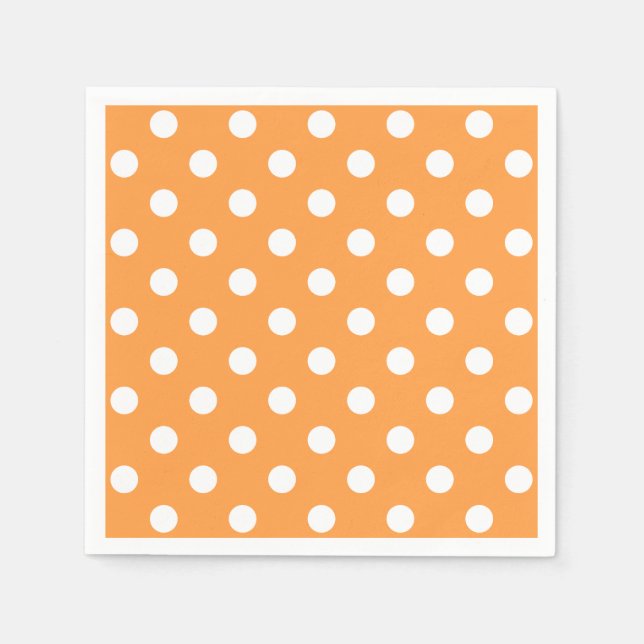 Serviette En Papier Motif de points Polka Orange (Devant)