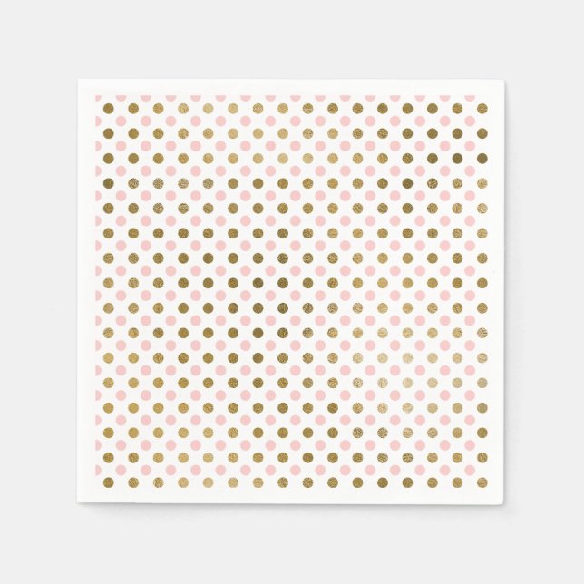 Serviette En Papier Motif de points Polka Pink et Gold Foil (Devant)