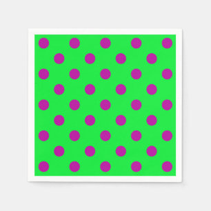 Serviette En Papier Motif de pois en violet sur fond vert