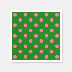 Serviette En Papier Motif de pois roses sur fond vert