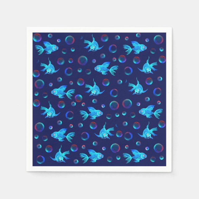 Serviette En Papier motif de poisson bleu (Devant)