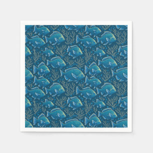 Serviette En Papier Motif de poisson bleu