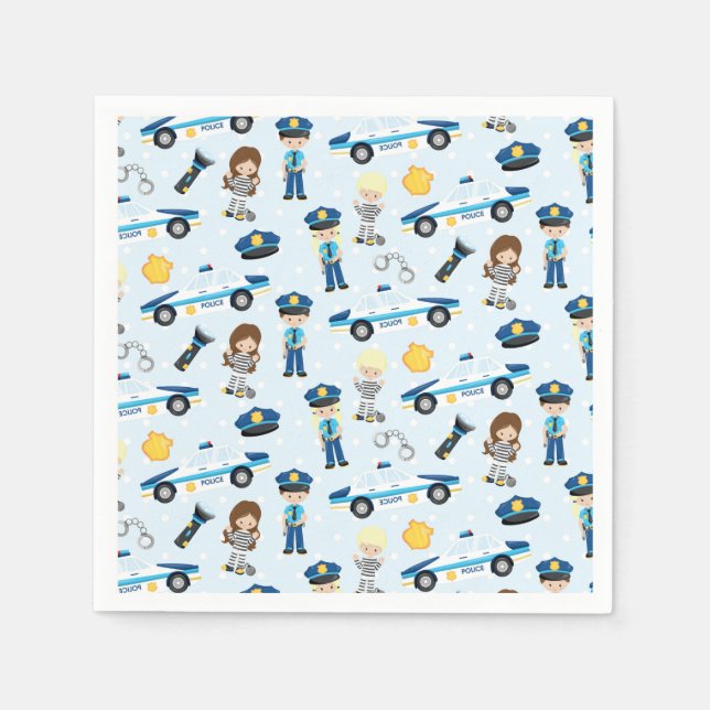 Serviette En Papier Motif de police (Devant)