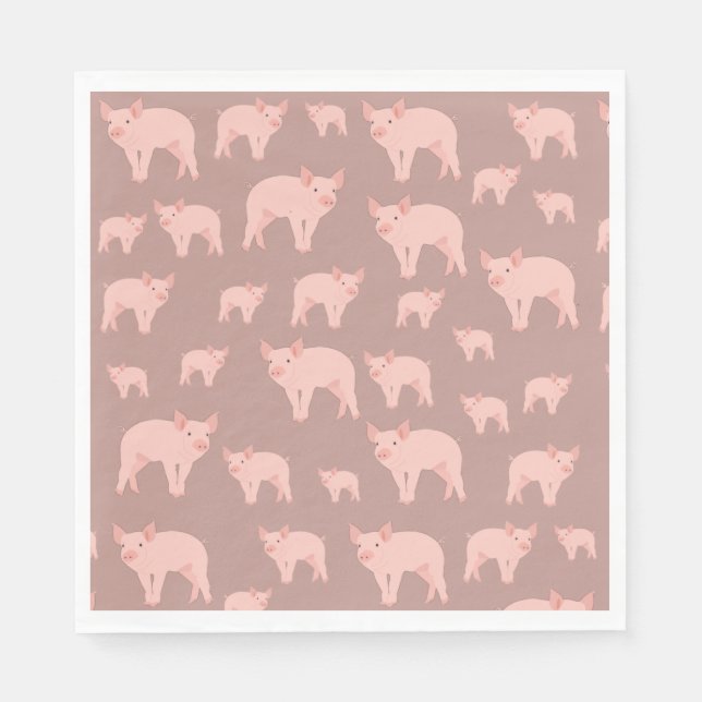 Serviette En Papier Motif de porc rose (Devant)
