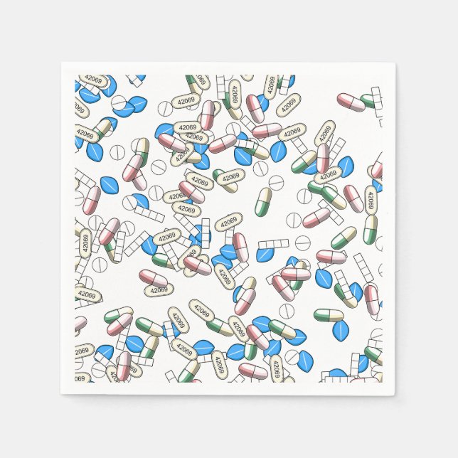 Serviette En Papier Motif de poudres de pilules (Devant)