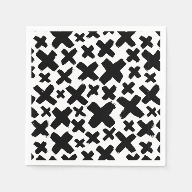 Serviette En Papier Motif de projection de peinture noire (Devant)
