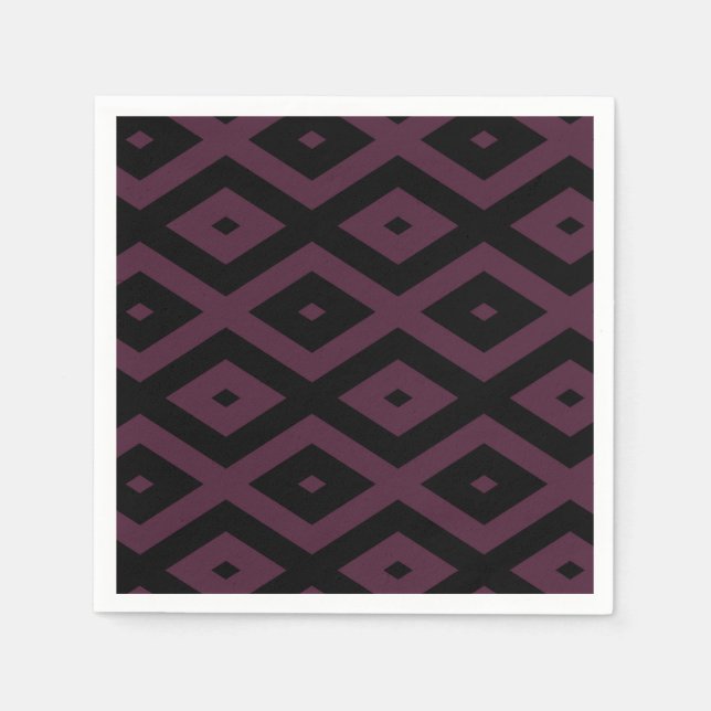 Serviette En Papier Motif de prune et de diamant noir (Devant)
