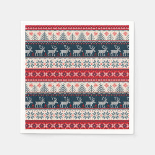 Serviette En Papier Motif de pull moche à thème nordique de Noël Cerf