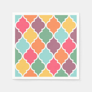 Serviette En Papier Motif de quatrefoil oriental coloré