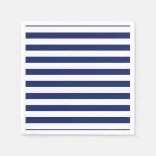 Serviette En Papier Motif de rayure de bleu marine et de blanc