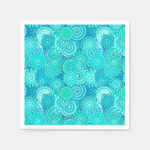 Serviette En Papier Motif de remous de fractale, nuances de bleu