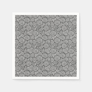 Serviette En Papier Motif de remous de Japonais - blanc et noir
