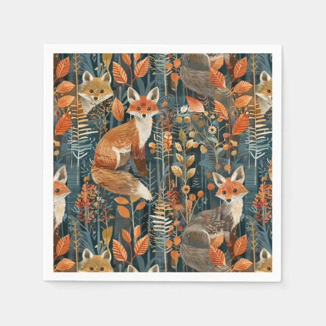Serviette En Papier Motif de renard mignon (Devant)