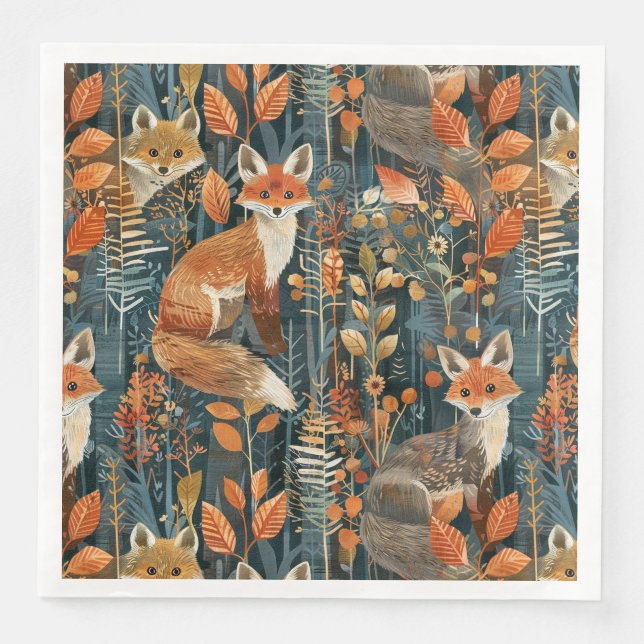 Serviette En Papier Motif de renard mignon (Devant)