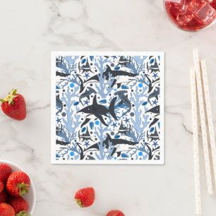 Serviette En Papier Motif de requin mignon pour soirée de plage