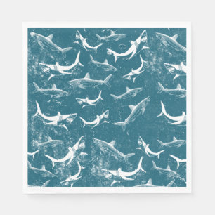 Serviette En Papier Motif de requins bleus en détresse